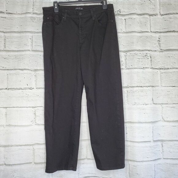 Eileen Fisher Black Straight Leg Jeans Womens Size 10 cotton Blend - Picture 1 of 8